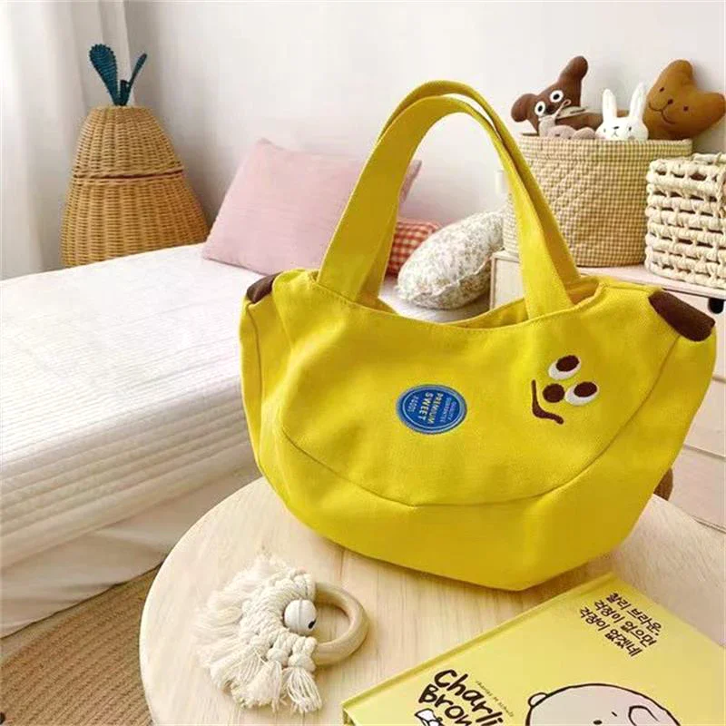 Cute Funny Banana Hand Bag Large Capacity Canvas Bag Small Tote Bags Mother Kids Bags Portable Shopping Bags Purses Handbag Gift view 2
