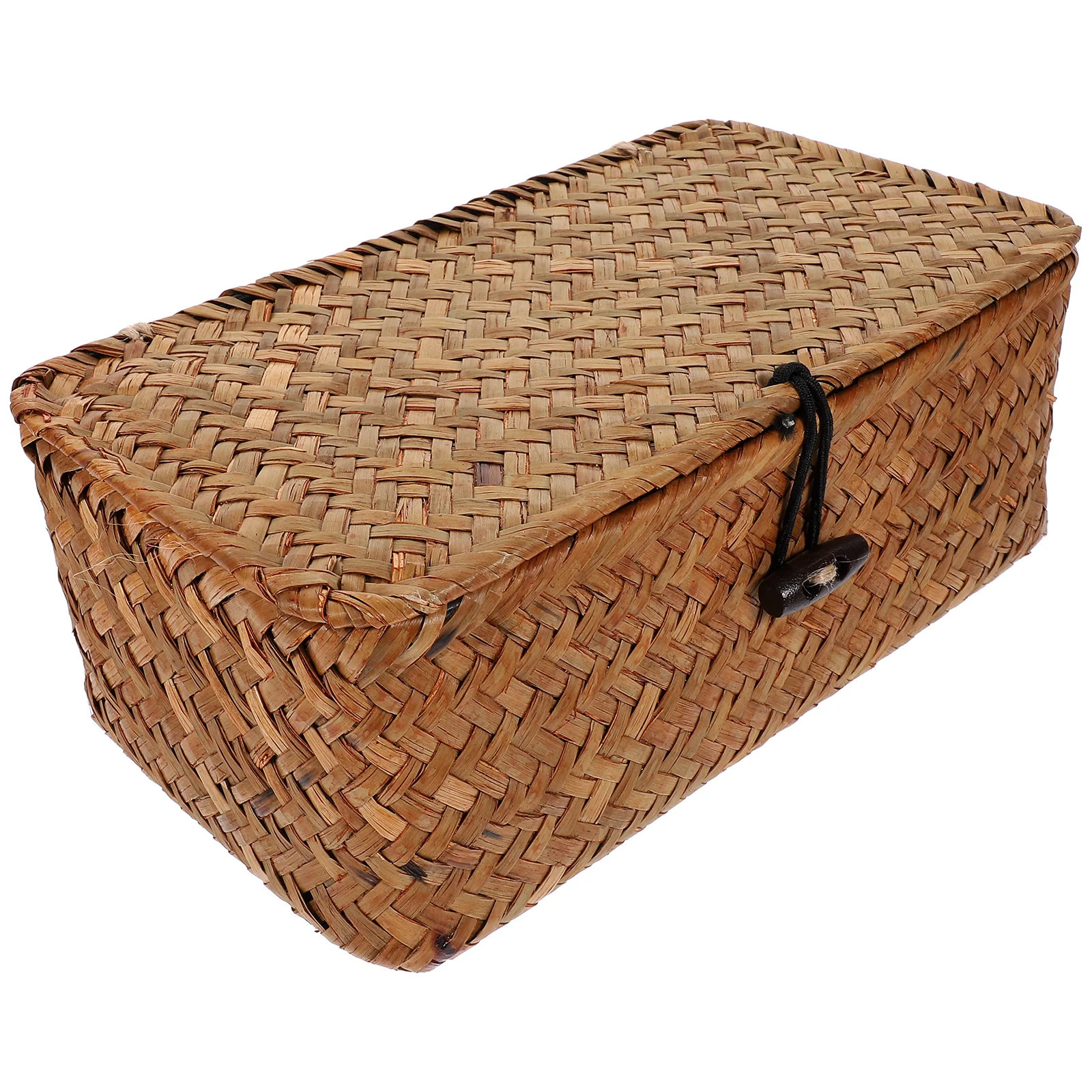 

Storage Box Woven Basket Desktop Food Containers with Lids Bamboo Office Laundry