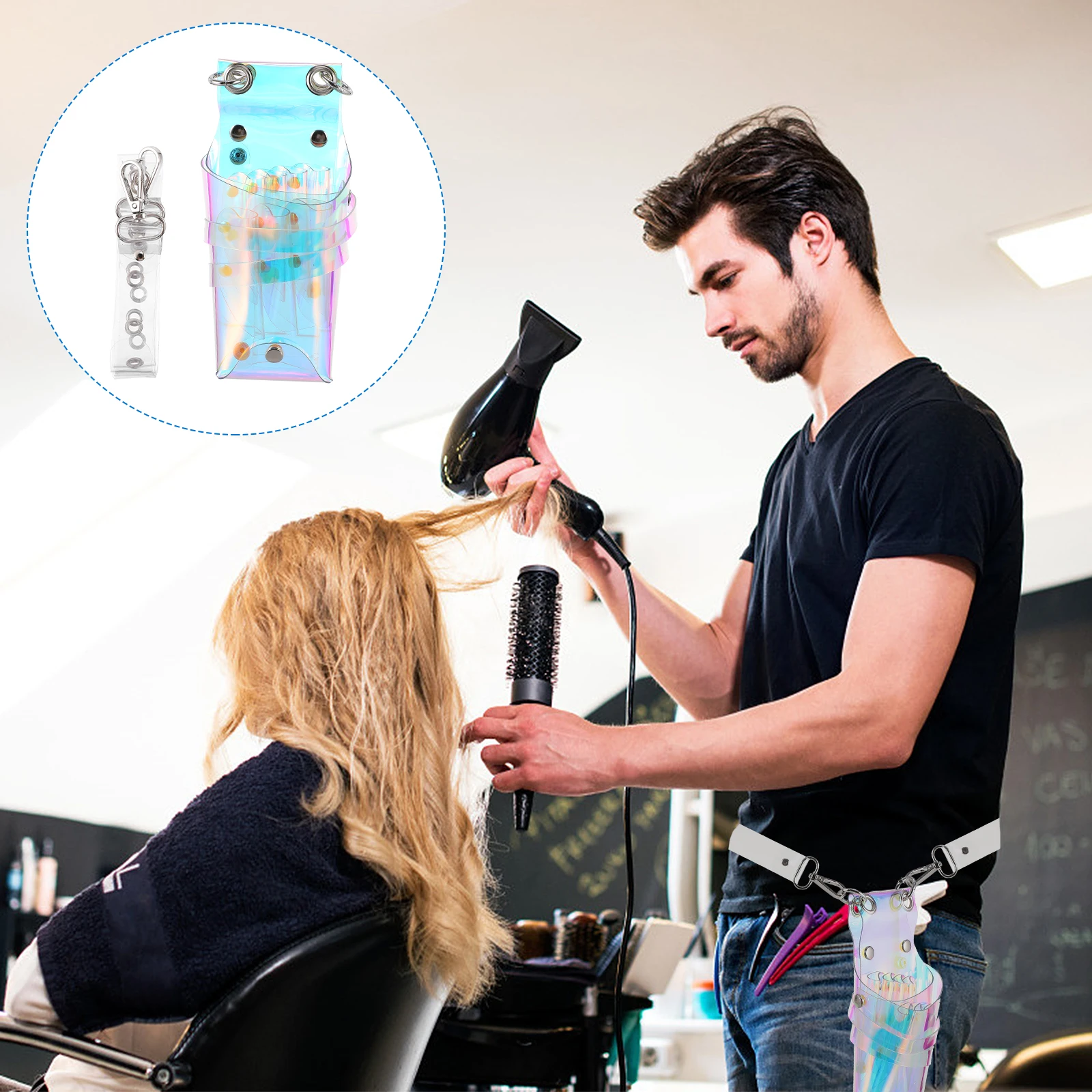 

TPU Hairdressing Scissors Bag Transparent Multi Compartment Tool ganizer Waist Pouch Barber Storage Container Slope Bag