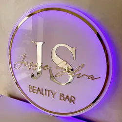 Custom Business Logo 3D Acrylic Sign, Office Company Name, Beauty Salon, Nail Hair Studio Wall Decor, LED Neon Light, Metal Sign