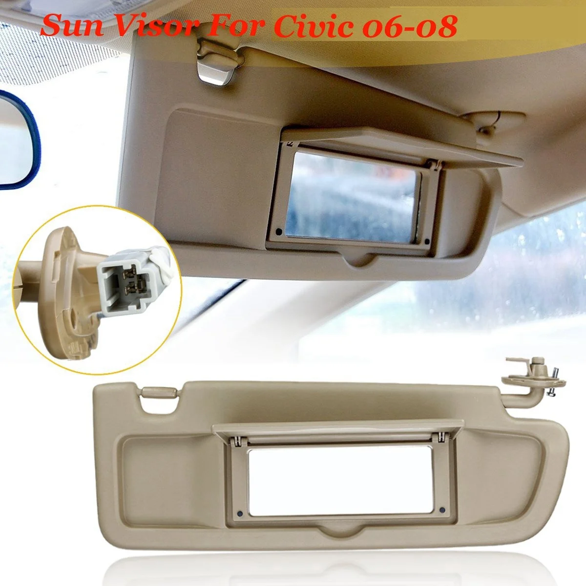 Right Driver Side Sun Visor for Honda Civic 2006 2007 2008 2009 2010 2011 Visor Assembly 83230-SNA-A01ZB