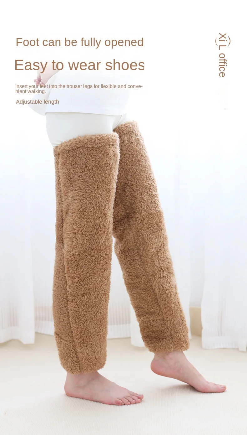 Heiße flauschige Oberschenkelstrümpfe für schwangere Frauen, ältere Beine, kuschelnde lange Pfoten, flauschige Leggings über Knieschuhe, haarige Strümpfe – Detail 5
