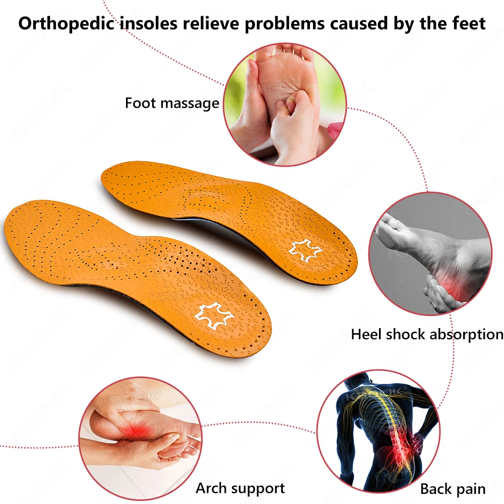 Pronator Foot Shoes Leather Orthotic Insoles Flat Feet High Arch Support Orthopedic Shoes Sole Fit In O/X Leg Corrected Insert