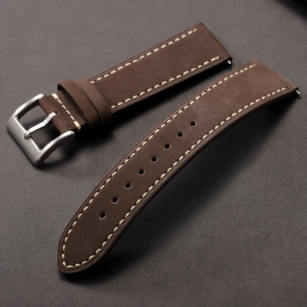 Correa de reloj de cuero de liberación rápida, correa de reloj de 20mm y 22mm para Samsung Galaxy Watch 7 6 5 4, pulsera cosida para hombres y mujeres