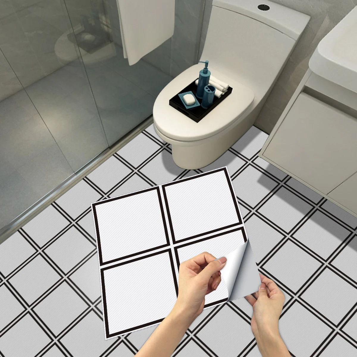 

4PCS PVC Adhesive Floor Self-Adhesive Vinyl Floor Waterproof wall Stickers Wallpaper For Living Room,Bedroom,Kitchen&Home Decor