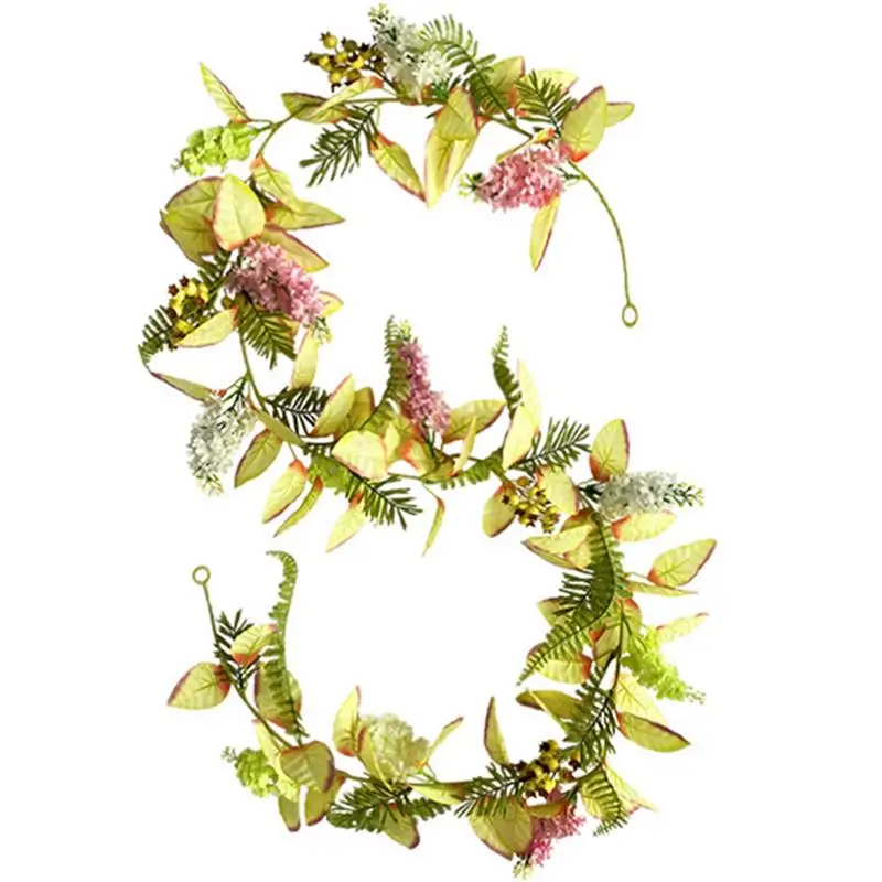 Artificial Hanging Plant 6ft Flower  Berry Leaf Vine Fake Garland Home Decor Berries Christmas Simulation Rattan Leaves Decor