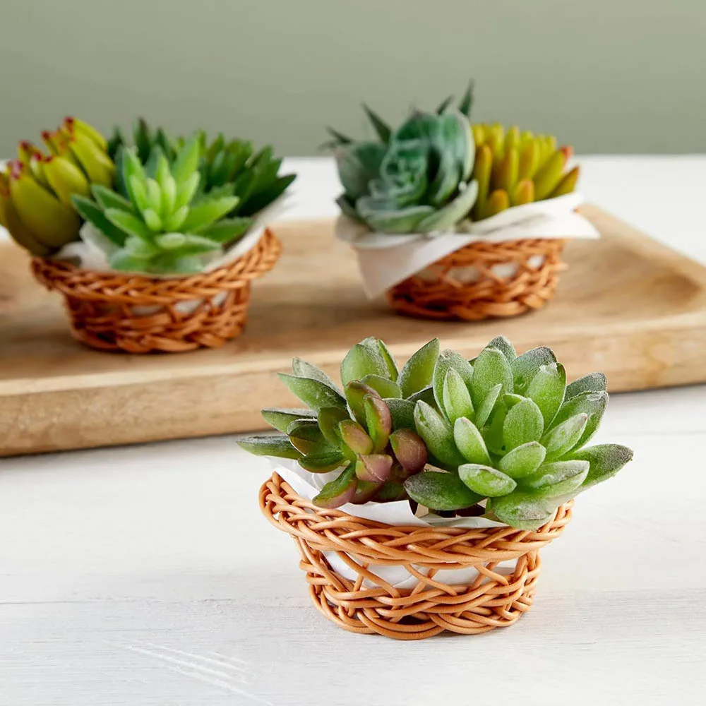 Mini Woven Basket Set - 3.1 x 1.2 in, Rustic Brown, Bulk Mini Woven Baskets for Favors & Crafts