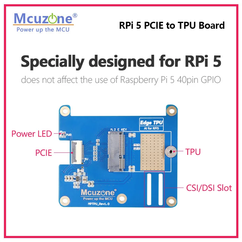 MPTPU topi Raspberry Pi 5 PCIE ke TPU M.2 E antarmuka kunci, mendukung Google coral Edge TPU