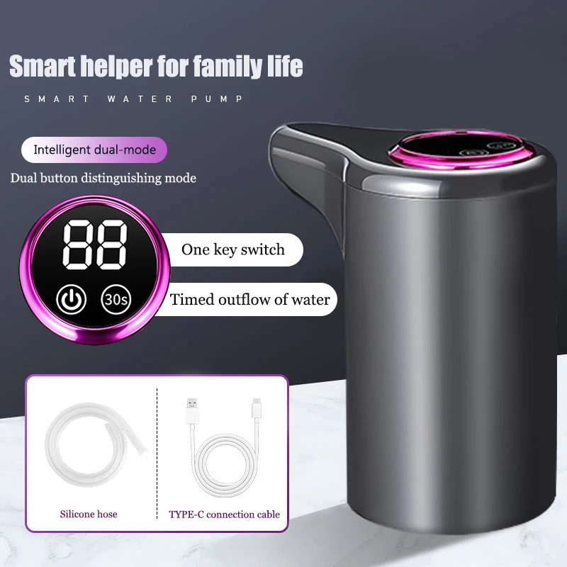 مضخة مياه كهربائية، موزع مياه منقي معبأ في زجاجات منزلية ذكية أوتوماتيكية، شحن USB، مضخة مياه لاسلكية