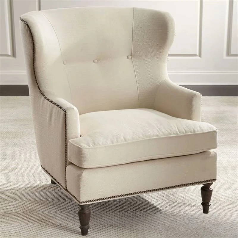 Off-white fabric living room casual single chair high back reading