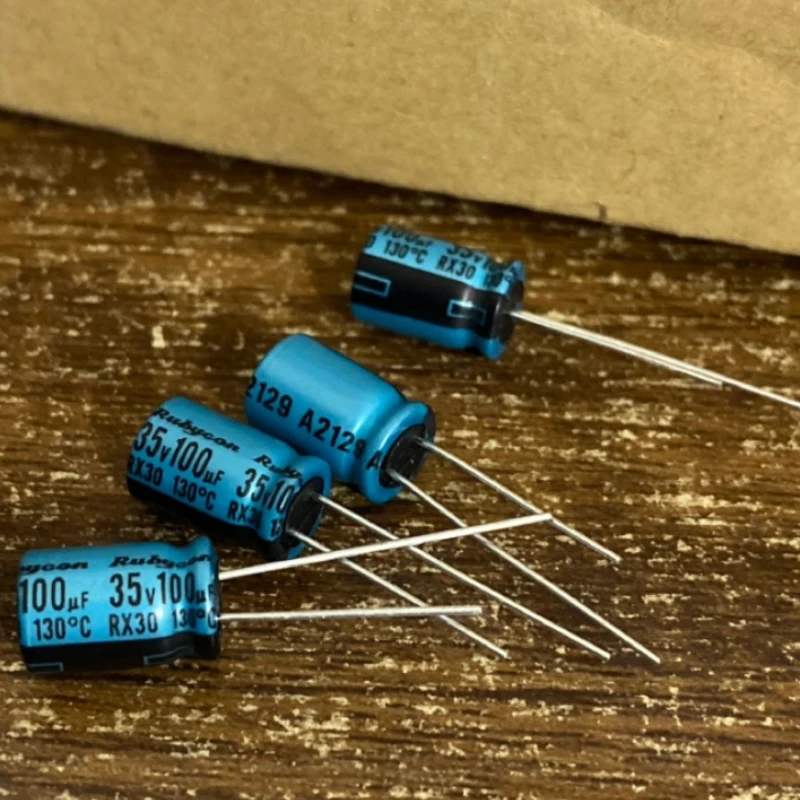 روبيكون 35V100UF RX30 سلسلة 8*12 مللي متر 130 ° C 100 فائق التوهج/35 فولت حياة طويلة شحن وتفريغ مكثف كهربائي من الألومنيوم