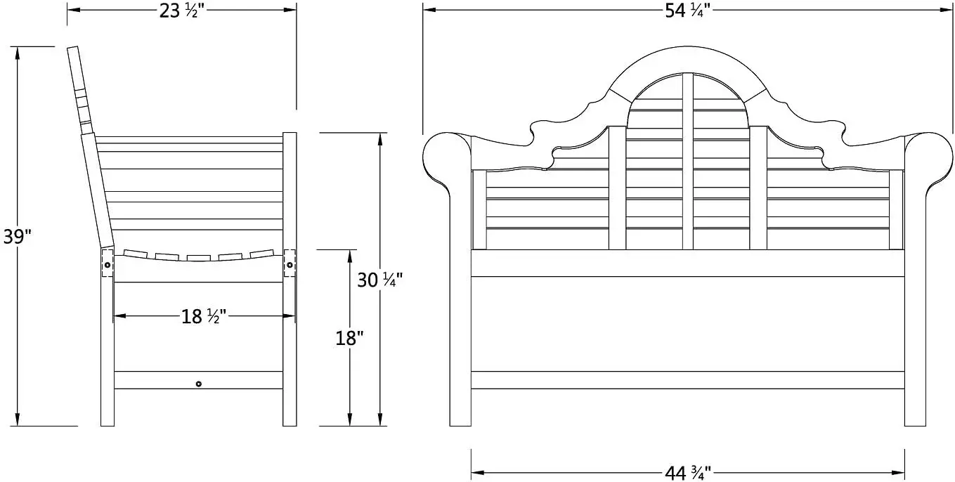 Lutyens Outdoor Garden Bench for Patio Furniture 4-Foot  Natural Teak 23.5