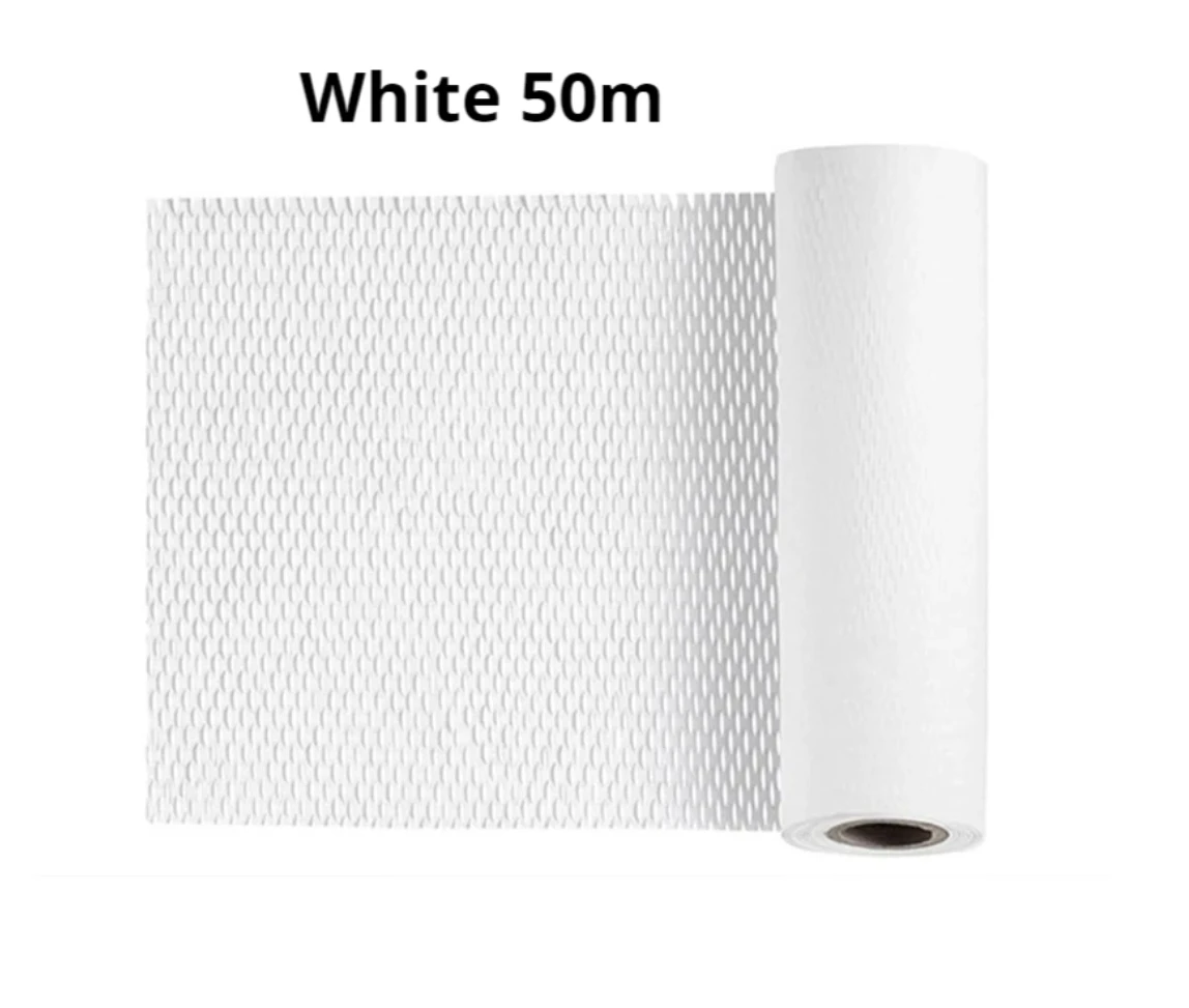 50m White Easy to tear Honeycomb Paper Roll Paper for Fragile Goods Recyclable Protection Buffer Wrapping Material