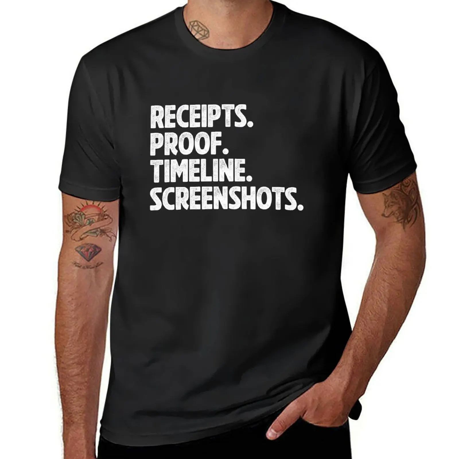 Receipts Proof Timeline Screenshots T-Shirt anime summer tops boys whites cute tops mens vintage t shirts