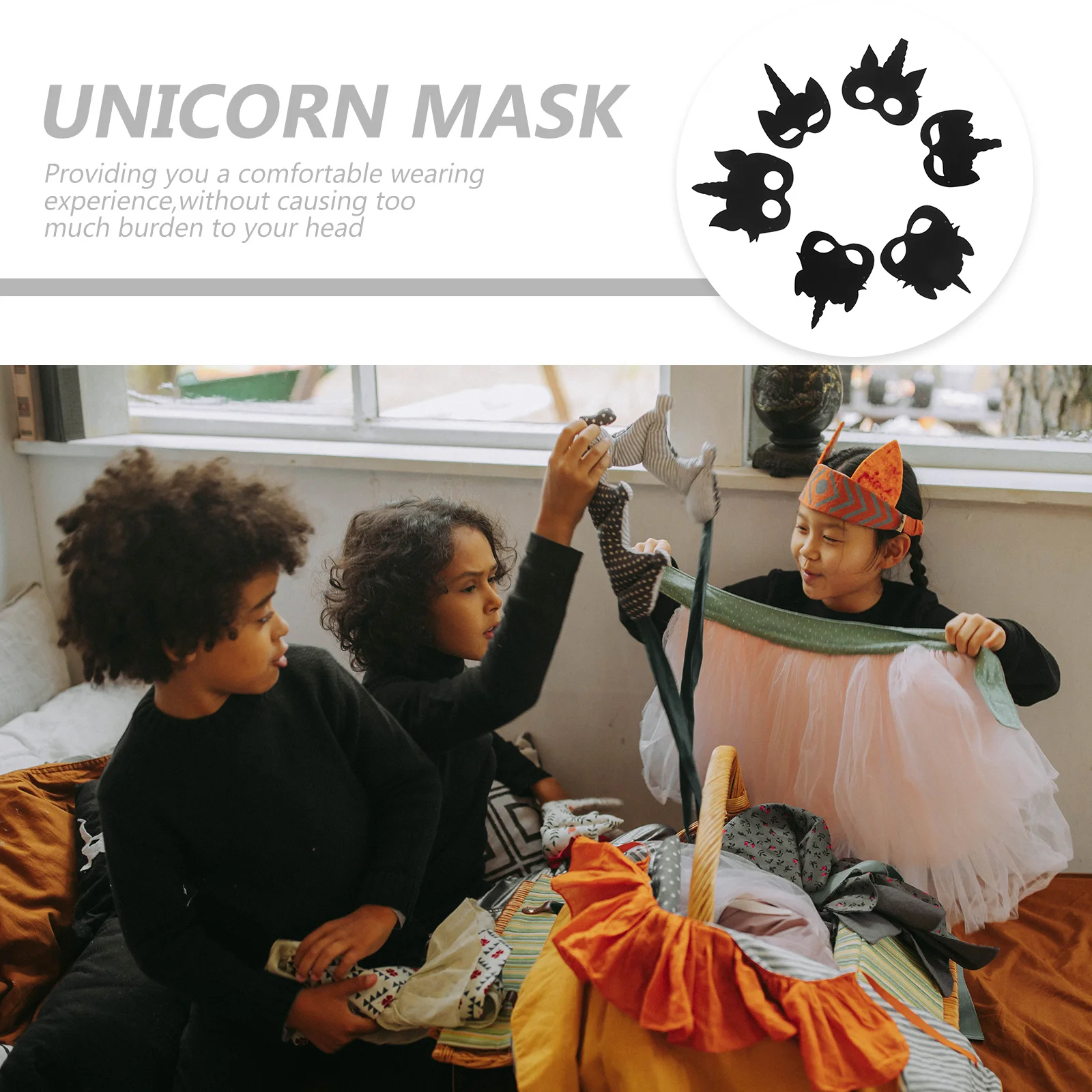 

1Set Unicorn Mask DIY Craft Kit Thick Scratch Paper No Odor Safe Comfortable Wear Multi-Function Party Halloween Kids