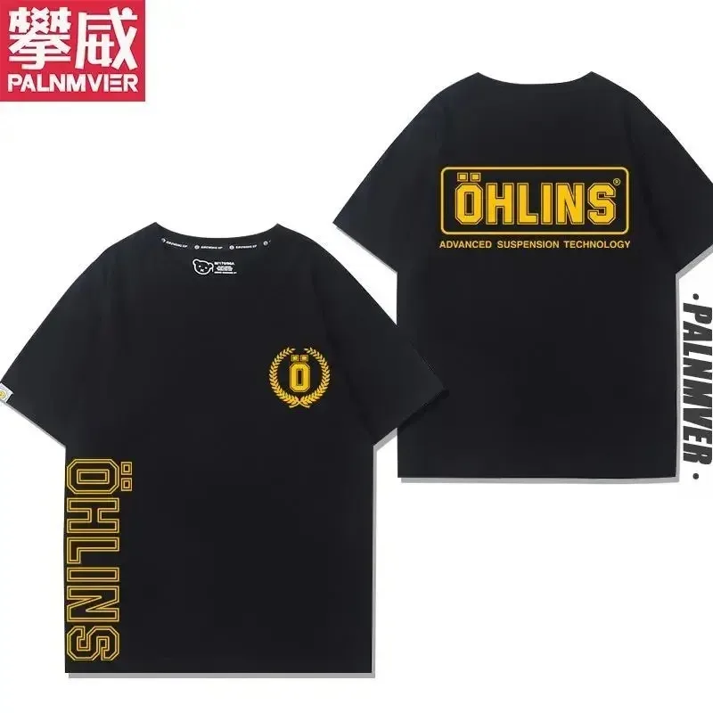 2026 OH-LINS Motorcycle Shock Absorbers Modified T-shirt Pattern Printed Cotton T-shirt Men's Casual Top Short Sleeve Classic