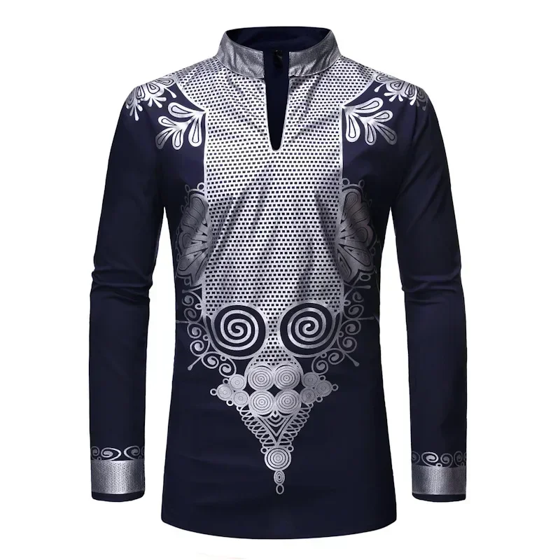 Men's African Clothes Dashiki Print Shirts Fashion African Men's Streetwear Casual Pullovers Business Shirts Male Clothing