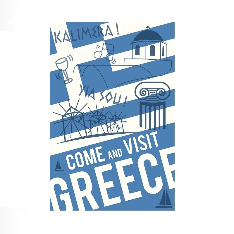 Come and Visit Greece Retro Travel Cool , Art Picture Print Canvas Poster Home Wall Decor