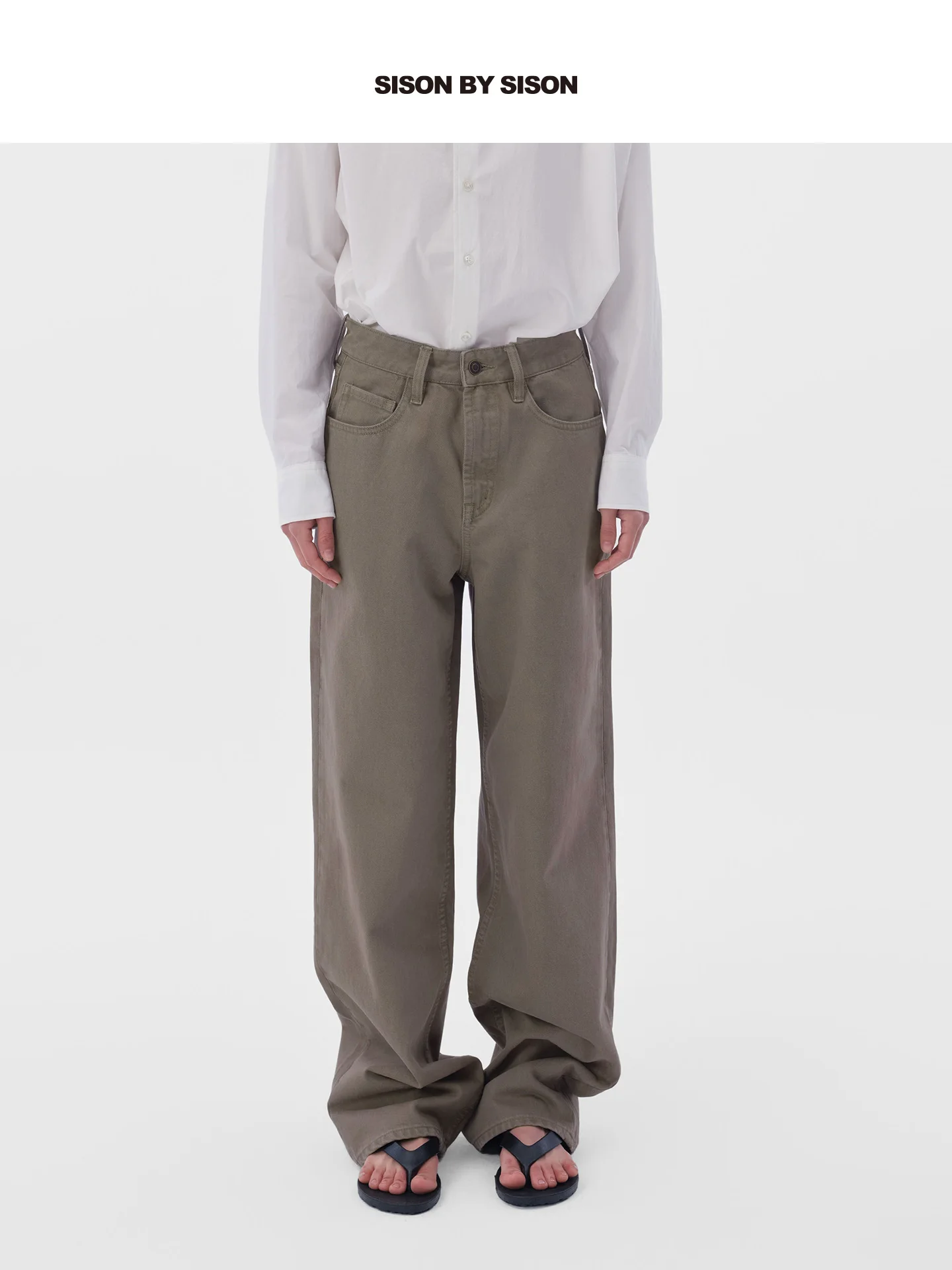 

Джинсы Sison by Sison из хлопкового денима, прямого кроя, с эффектом потертости, женские, премиум-класса, однотонные, комфортные, дышащие, зимние