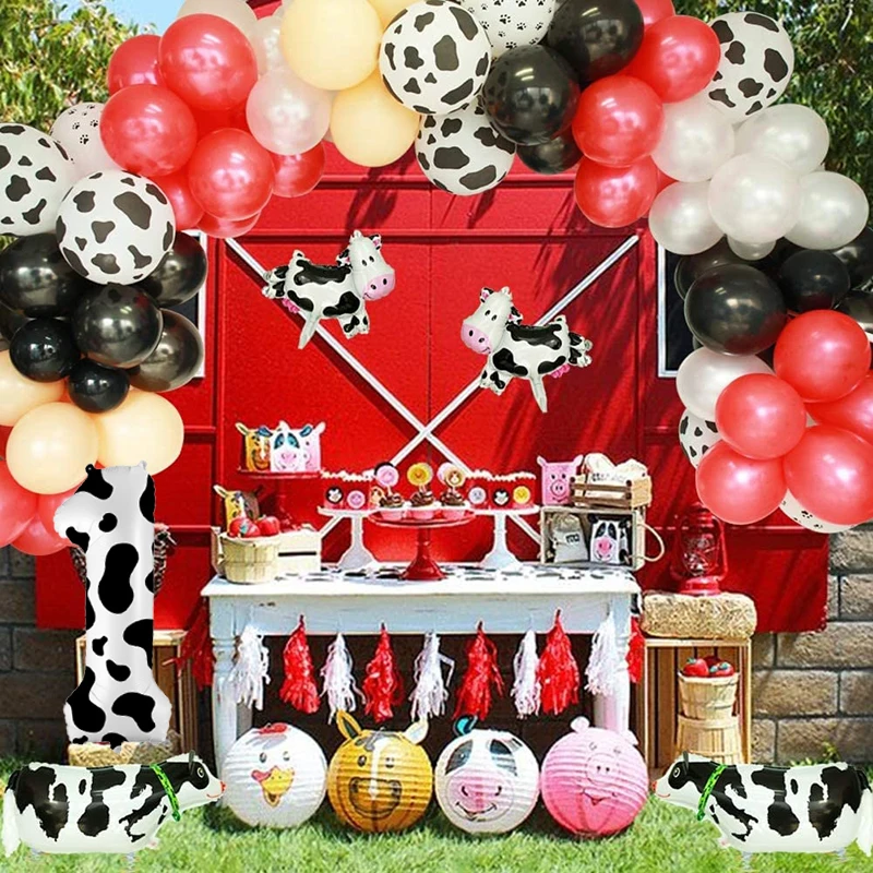 Farm Cow Theme Birthday Party Animal Cow Decoration 0-9 Number Balloon Party Decoration Balloon Supplies For Baby Shower Wedding