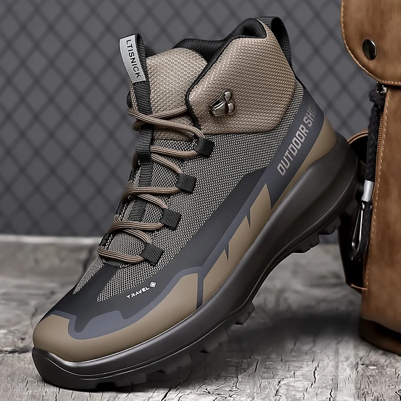 

Men's Shoes, Mesh Outdoor High-Top Sports Shoes, Men's Soft-Soled Hiking and Mountaineering Shoes, Thick-Soled Casual Shoes