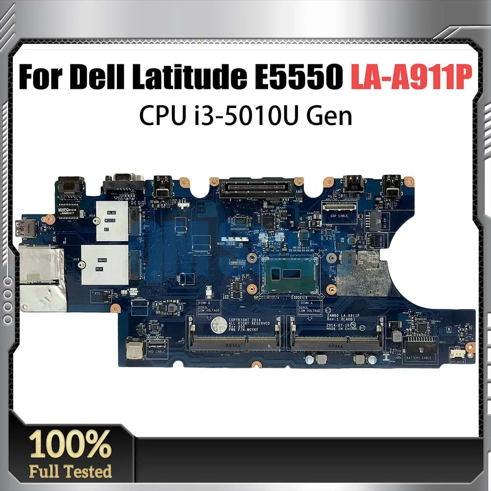 

Материнская плата для ноутбука для dell Latitude 15 5550, E5550, CN-0V82HM V82HM, материнская плата ноутбука с процессором I3-5015U