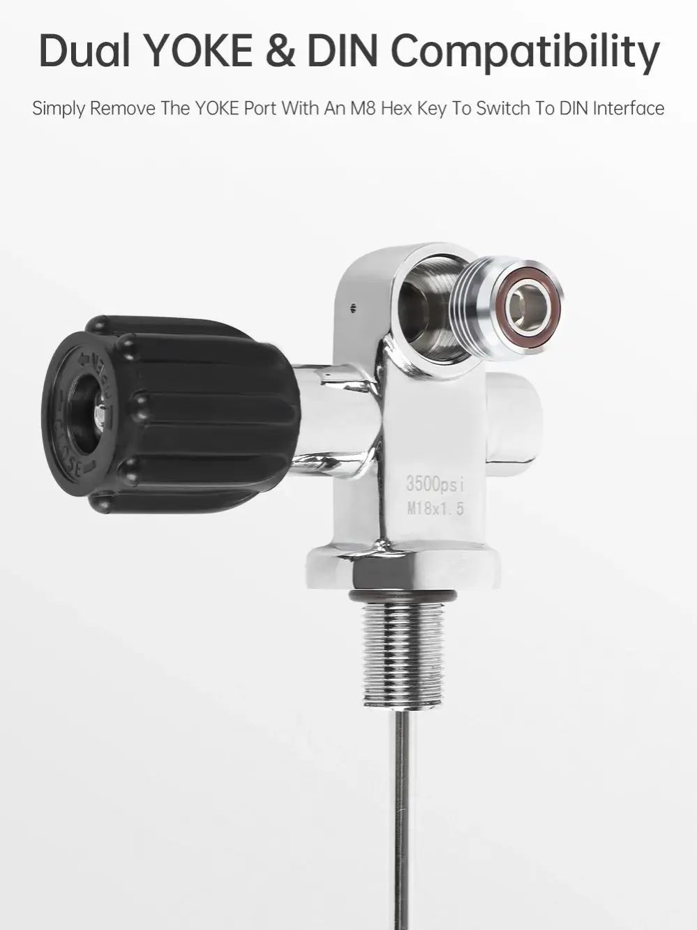 DIDEEP 3500Psi Tauchflaschenventil, Hochdruck DIN/YOKE Ventil, Tauchflaschenventil M18*1,5 Gewinde, Tauchflaschenzubehör – Detail 5
