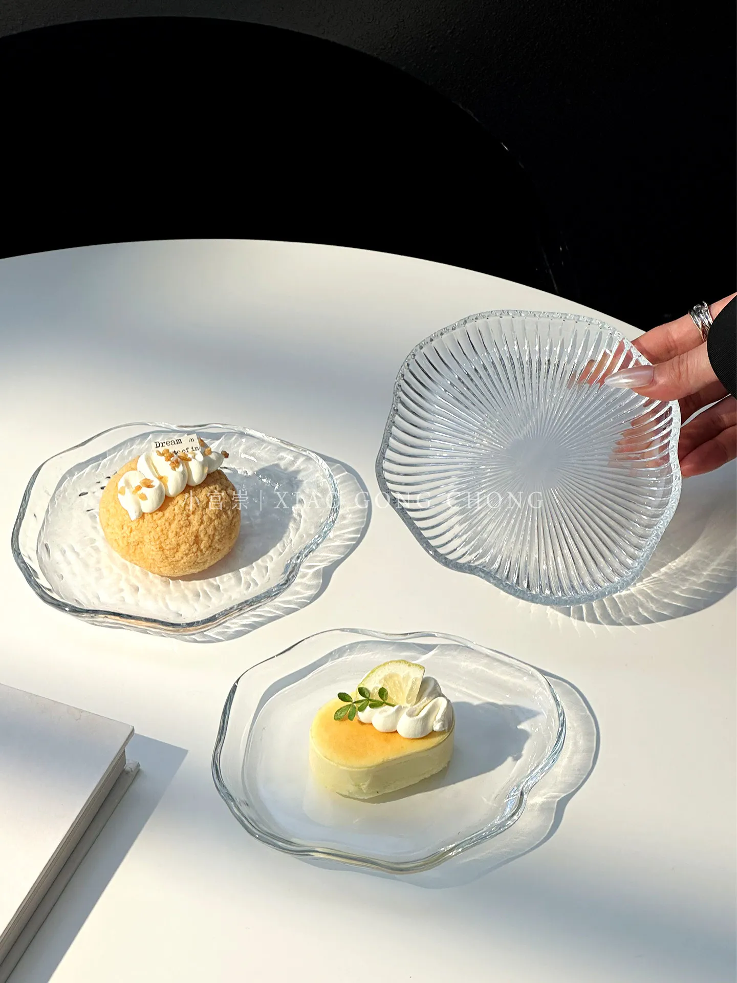 CX Creative Cloud Glass Disc High Value Irregular Dessert Disc
