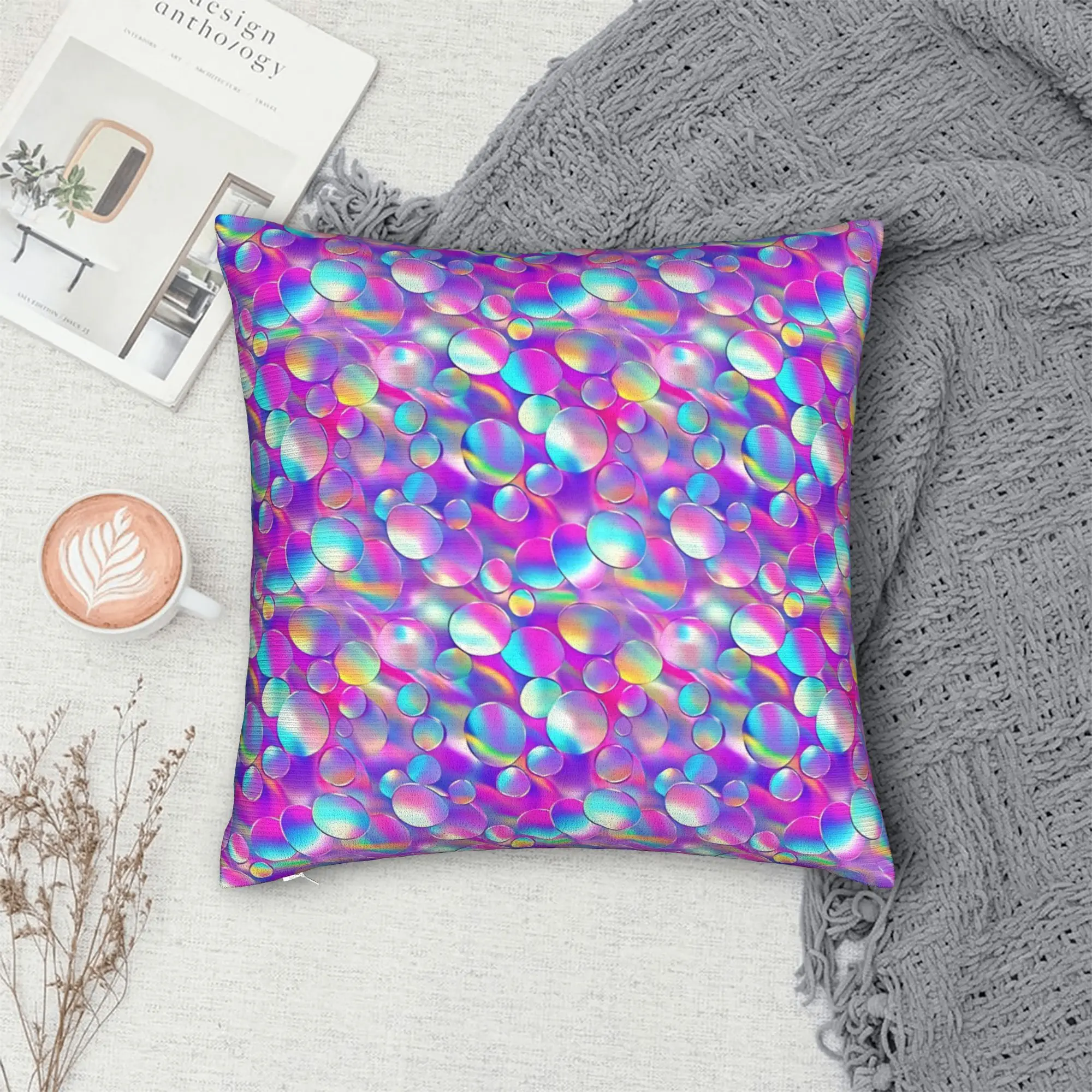 Abstract Holographic Pillow Case  Square Pillow Cover For Sofa Home Decor Kawaii Pillowcases