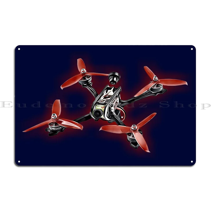 Fpv Racing Drone Artwork Metal Sign Cinema Vintage Printing Living Room Retro Tin Sign Poster