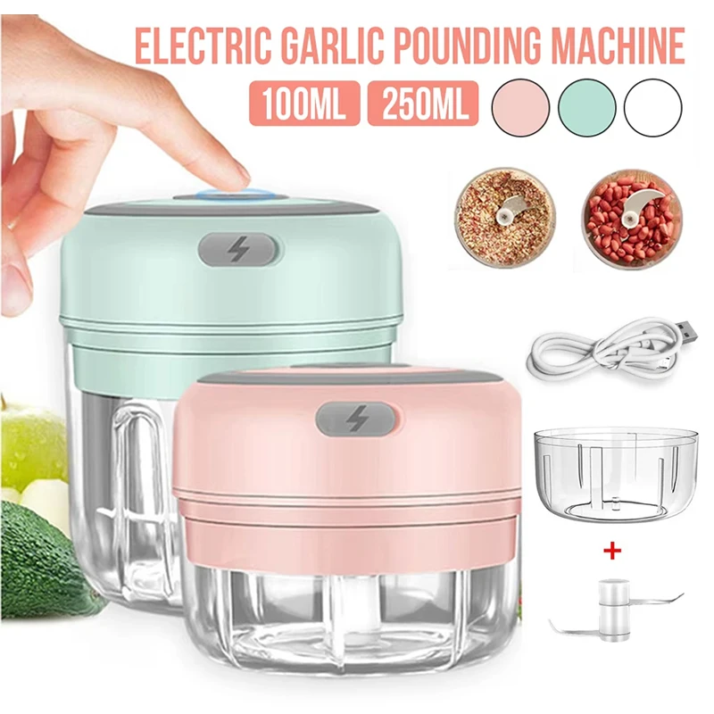 2026 Electric Mini Garlic Mincer Portable USB Garlic Onion Chopper 100ML/250ML Small Food Processor for Ginger Chili Vegetables