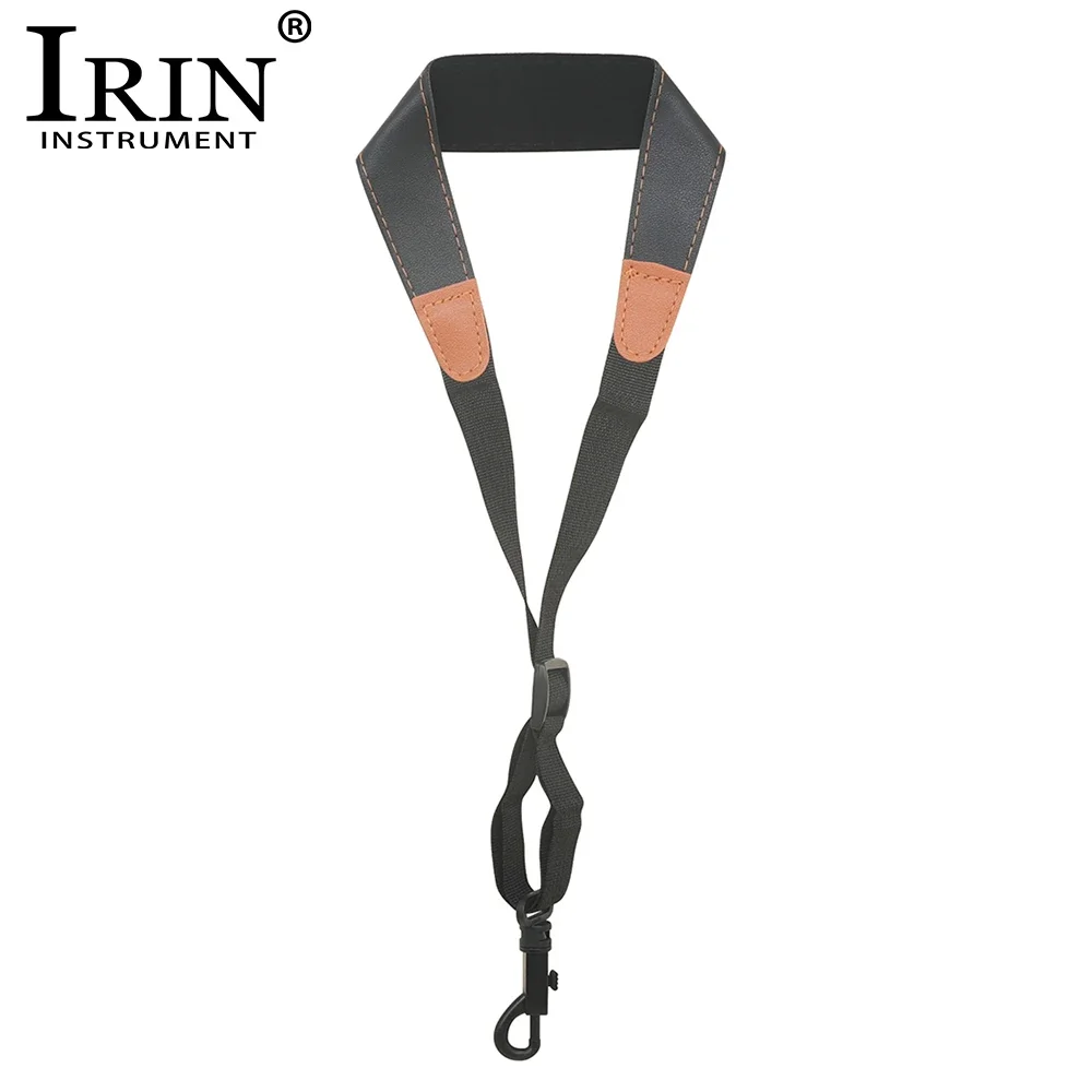 IRIN Saxophone Strap Adjustable Alto/Tenor/Soprano Sax Leather Neck Strap with Plastic Buckle Woodwind Instrument Accessories