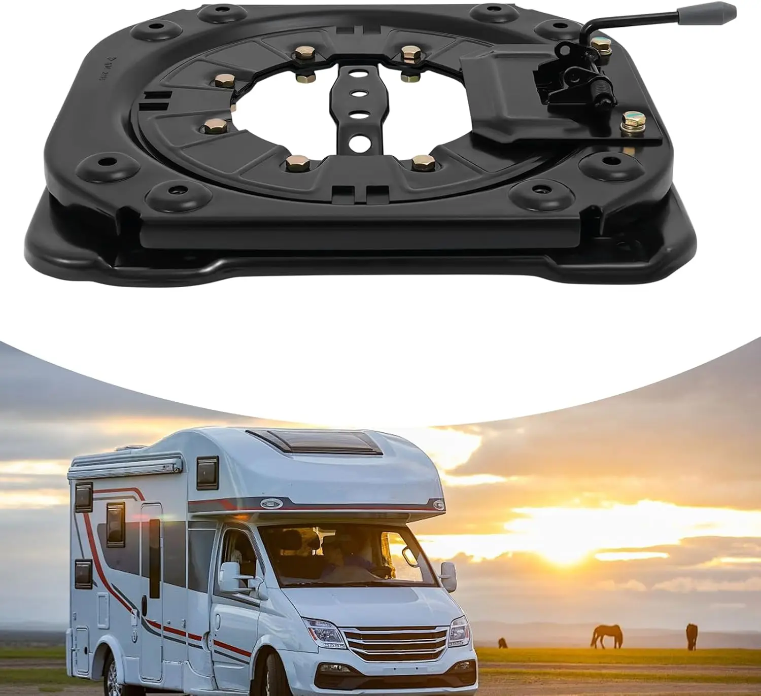 Alas Putar Kursi RV Universal - Permukaan Dipoles, Pegangan Dorong Ergonomis, Pemasangan Mudah dengan Banyak Lubang Pemasangan