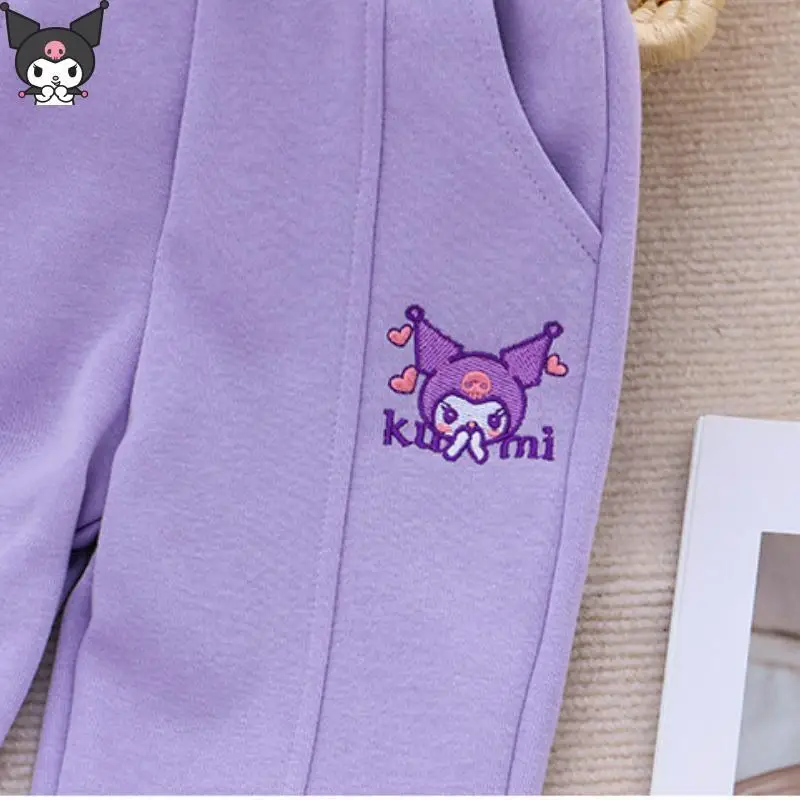 

Sanrio Kuromi Cartoon Girls Fashion Flared Pants Anime Kawaii Spring and Autumn Casual Sports Trousers Skin Friendly Soft Sweet