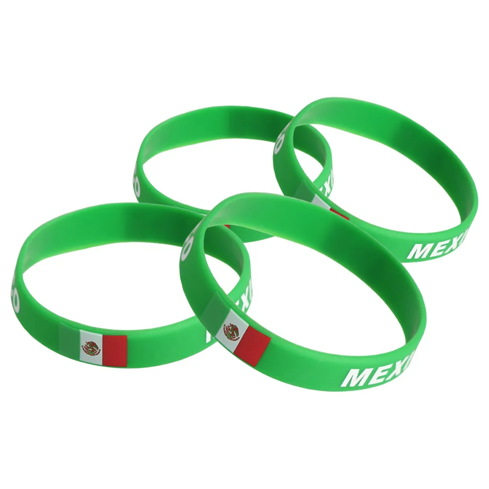 

4Pcs Silicone Sports Wristbands with Country Flag Design Elastic Adjustable for Soccer Football Marathons Team Events National