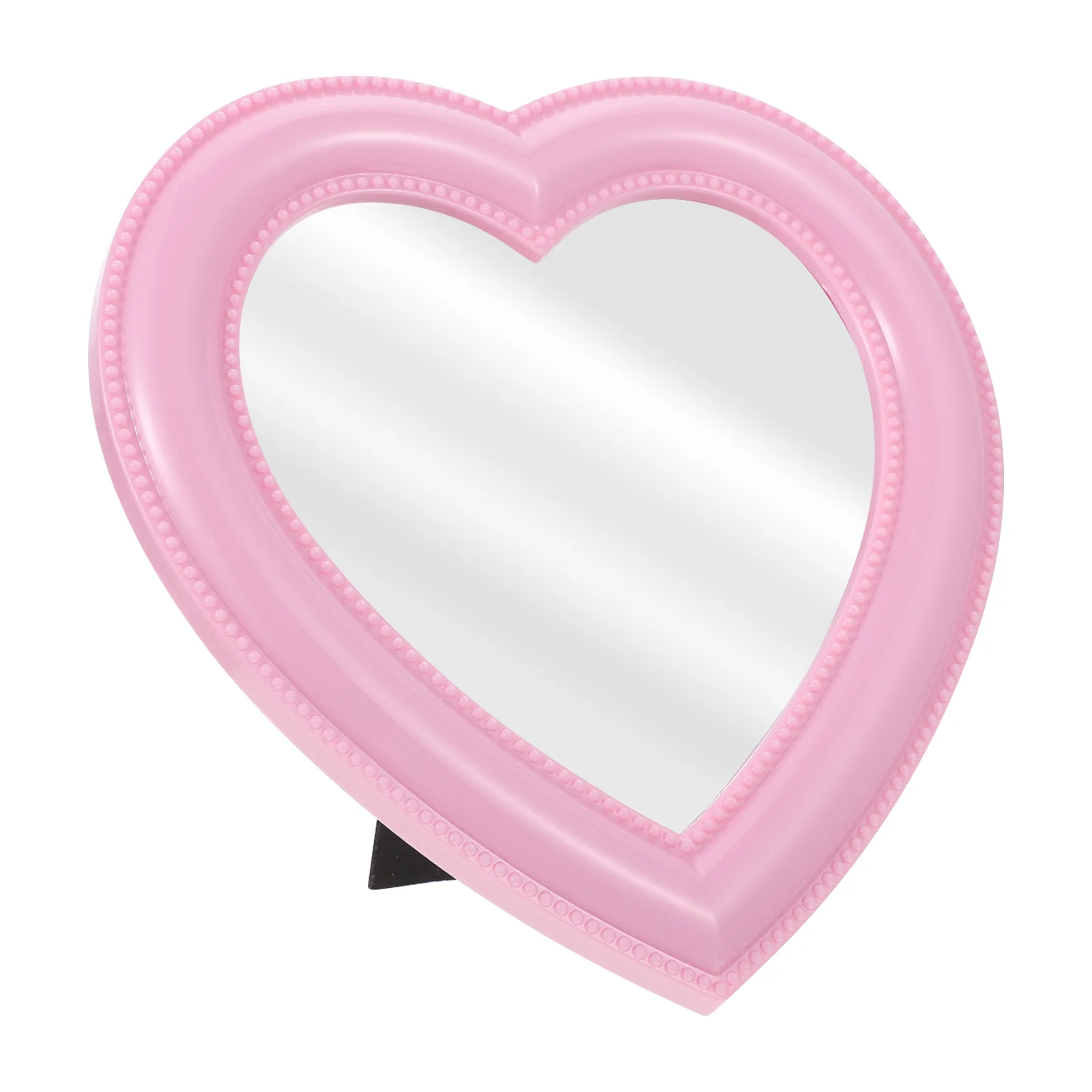 

Love Mirror Desktop Wall Portable Delicate Makeup Aluminum Heart Fine Workmanship Pink