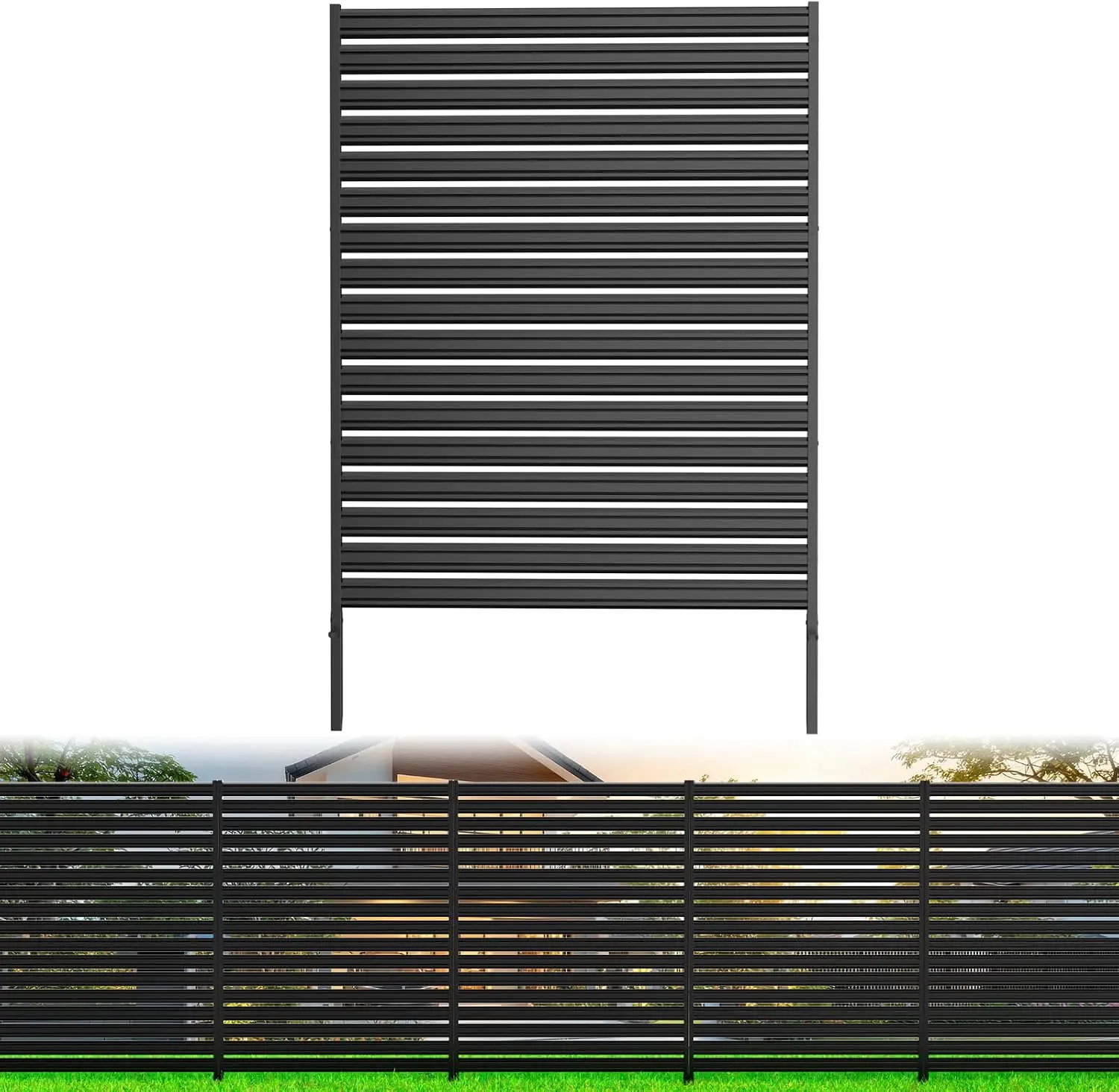 1 Panel No-Dig Metal Privacy Fence Screen, 60