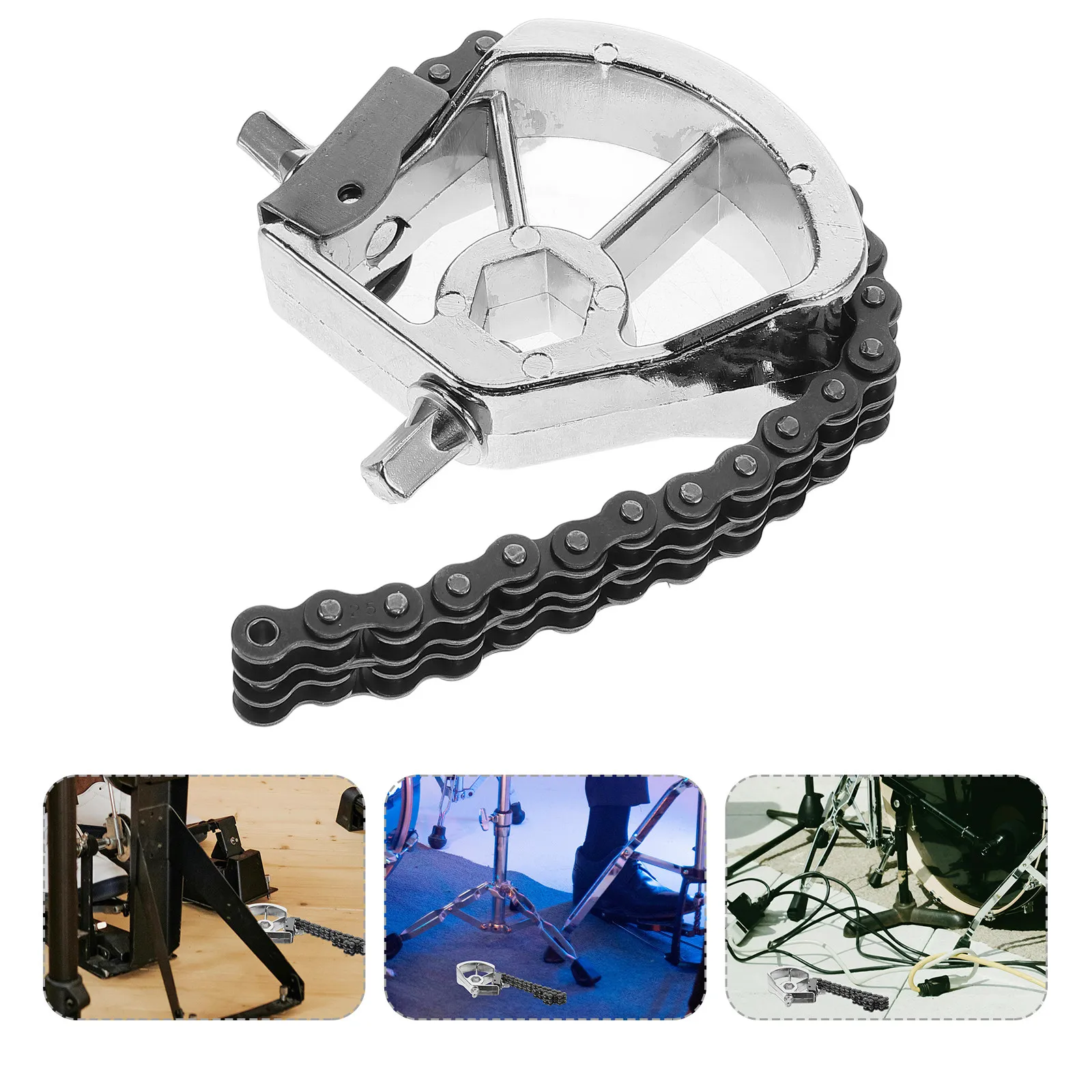 

Одинарная педаль для бас-барабана с двойной цепной передачей, регулируемой чувствительностью, для электронной ударной установки, джазовой музыки, серебристая