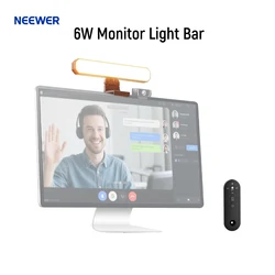 NEEWER Basics 6W Monitor Light Bar with Stand/Remote/Touch Control, Bi Color Dimmable LED Desk Lamp for Video Conference