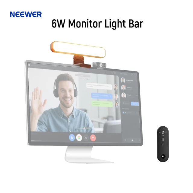 NEEWER Basics 6W Listwa oświetleniowa do monitora ze statywem/pilotem/sterowaniem dotykowym, dwukolorowa ściemnialna lampka biurkowa LED do wideokonferencji