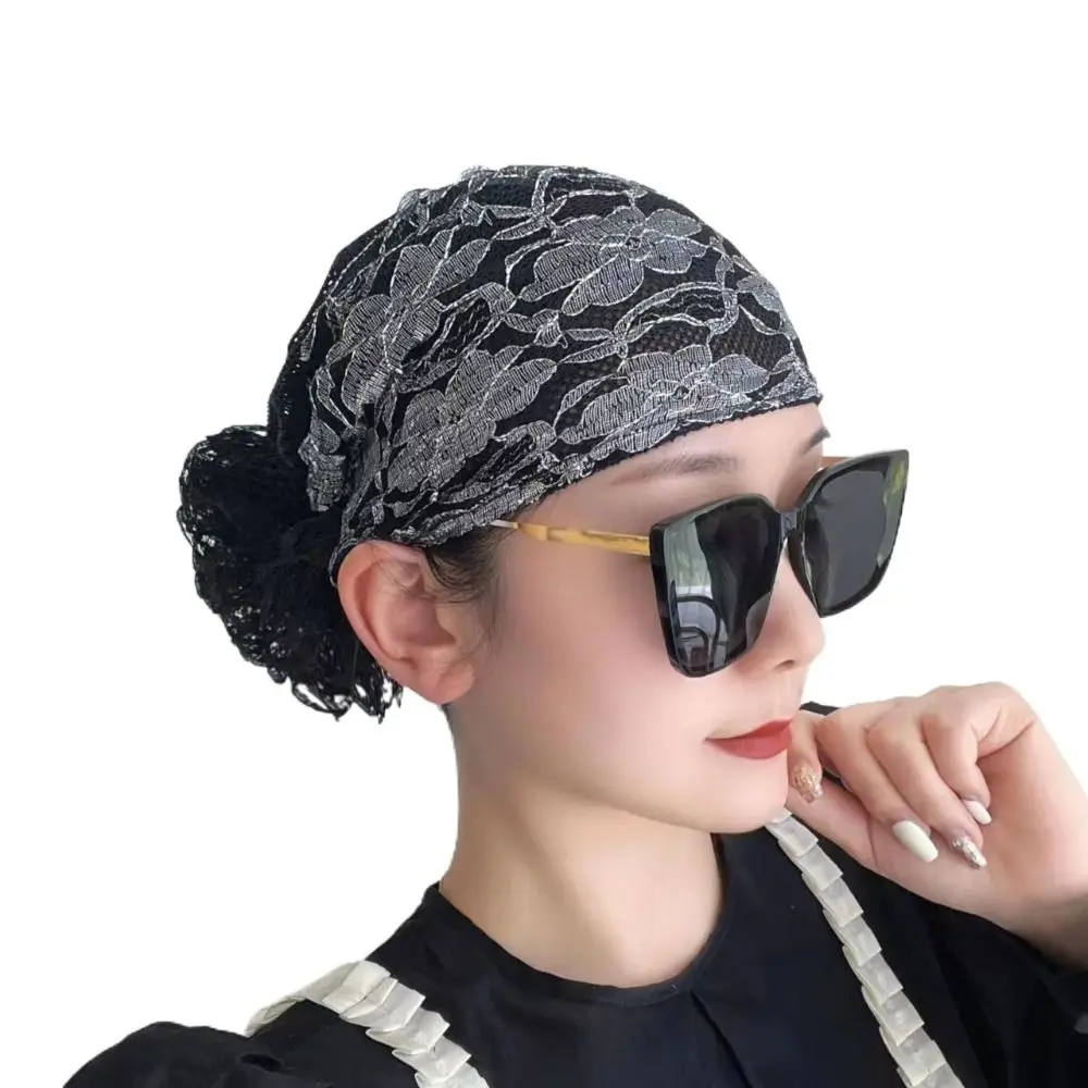 Lace Turban Hats for Women Muslim Headscarf Head Wraps Caps Female Daily Beanie Hair Cover Cap