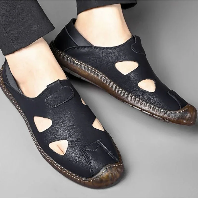 

Мужские сандалии с отверстиями, удобная обувь из ПВХ из натуральной кожи, новый дизайн, 2024, роскошная японская дизайнерская обувь для мужчин