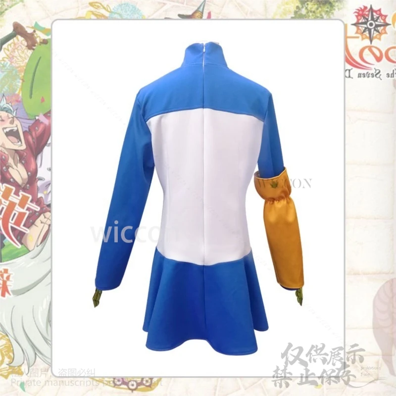 Anime Seven Deadly Season Customized Elizabeth Liones  Wig Blue Dress Uniform Lolita Woman Kawaii Carnival Party Suit