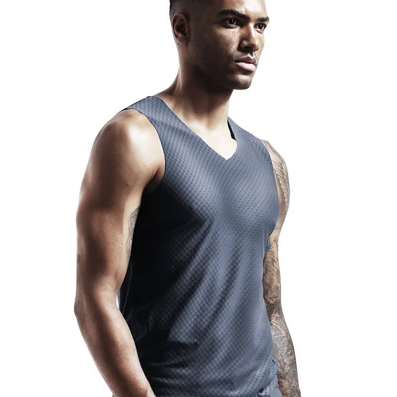 

5PCS Men's vest ice silk trackless men's summer slim tight undershirt youth sports hurdle sleeveless undershirt