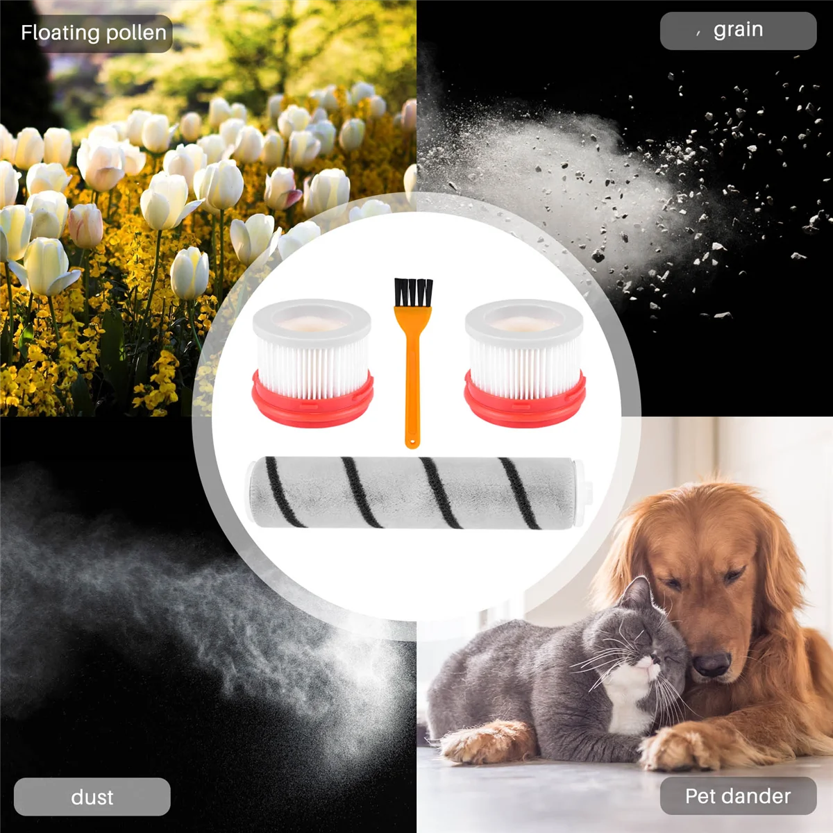 AD41-zestaw szczotek rolkowych z filtrem do Xiaomi Dreame V9/V9P/V10 części do odkurzaczy szczotka do czyszczenia gospodarstwa domowego