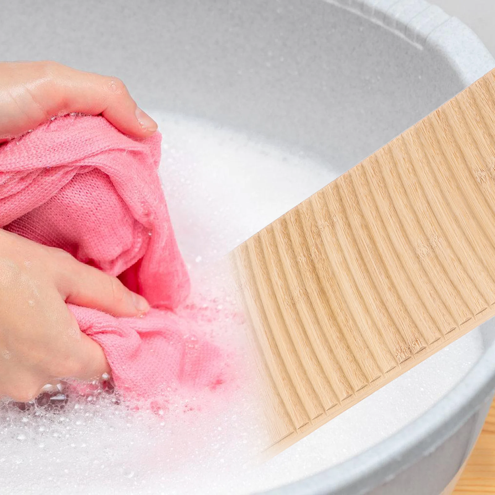 

Old Fashioned Bamboo Washboard Strong Practical Laundry Cleaning Board Ergonomic Design Long Lasting Laundry Board