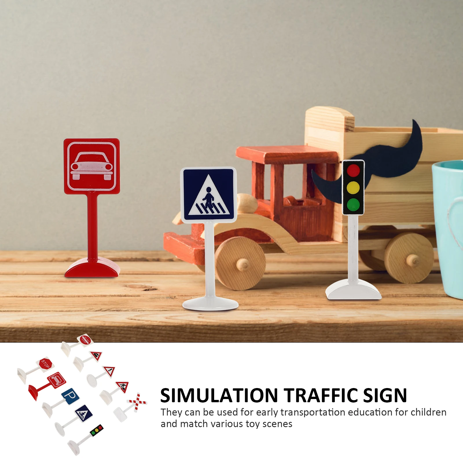 

10 Pcs Traffic Sign Ornaments Decoration Toys Road Signs Decorate Plastic Child