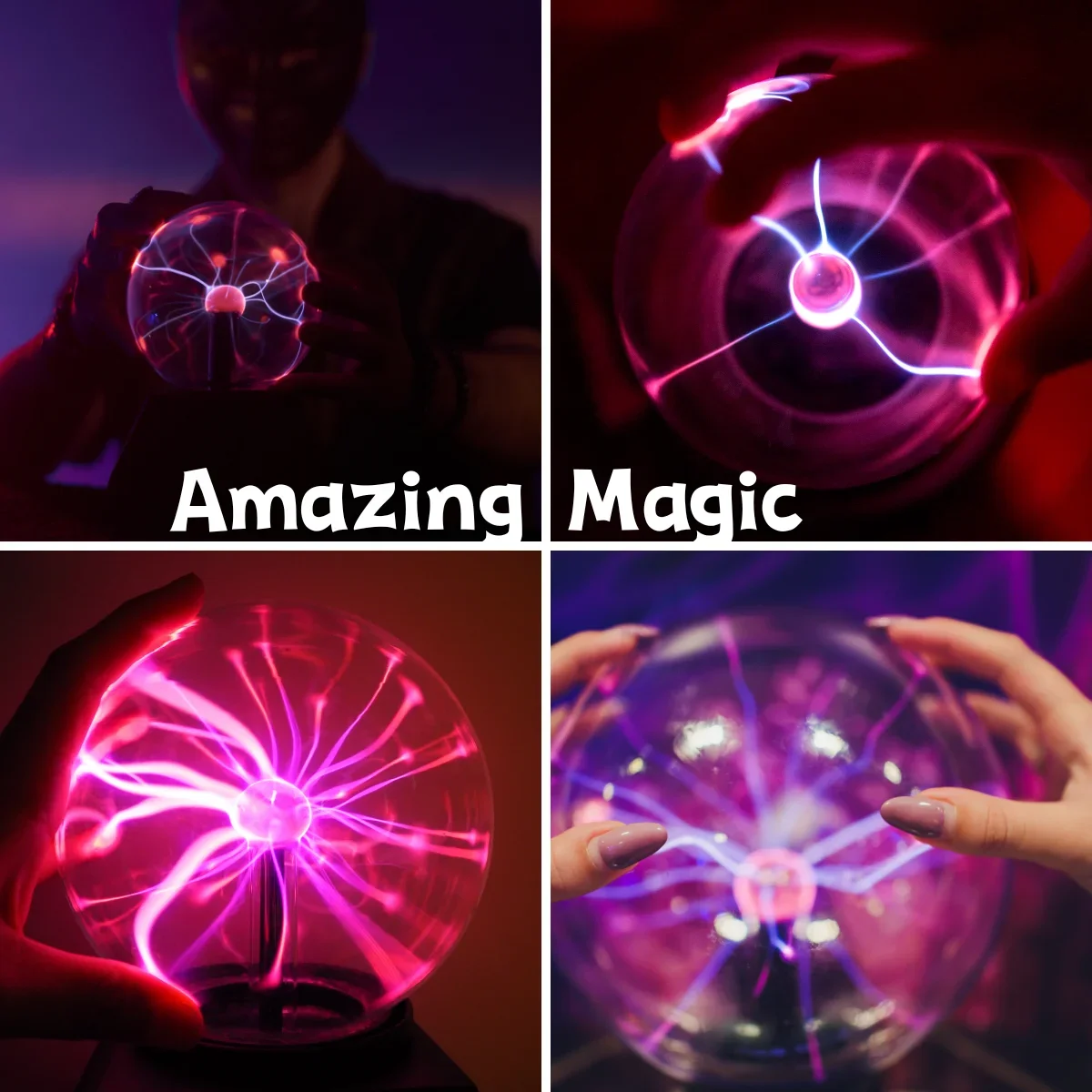 Lampada magica statica a sfera al plasma Touch Novità Palla Atmosfera Luce notturna Decorazione natalizia Compleanno per bambini Regalo di Natale