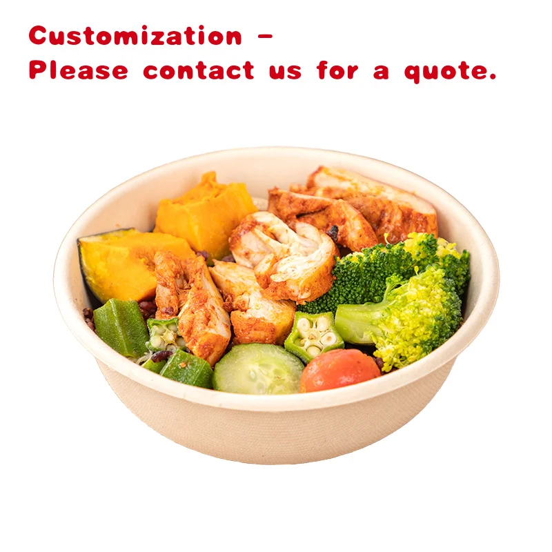 custom.LOKYO Recycled Pulp Microwavable Salad Bowl Biodegradable Takeaway Food Bowl with Lid Bagasse Bowl