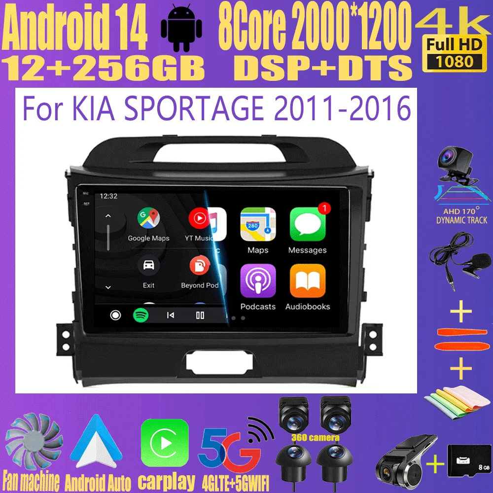 

Android 14 For KIA SPORTAGE 2011-2016 Car Radio Autoradio Multimedia Player Navigation Stereo Wireless Carplay WIFI+4G